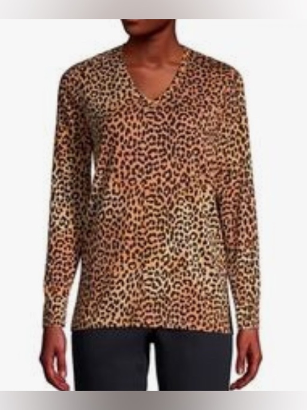 Lands’ End Supima Cotton Relaxed Fit Long Sleeve V Neck Tee-Sz 3X